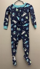 Carter's Baby Boys 1-Piece Astronauts Aliens Outer Space Zip-Up PJs Blue 18M