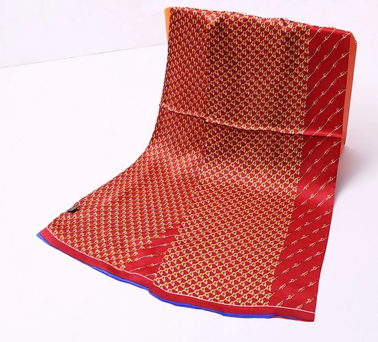 100% Seda Hombres Bufanda Satén Pañuelo Envolvente Rayas Rojo Amarillo MY113-16 Foto 2 de 4