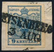 &Ouml;STERREICH 1850 9kr, MP, Type III. EISENBERG (M) M&uuml;:25P! Sch&ouml;n!