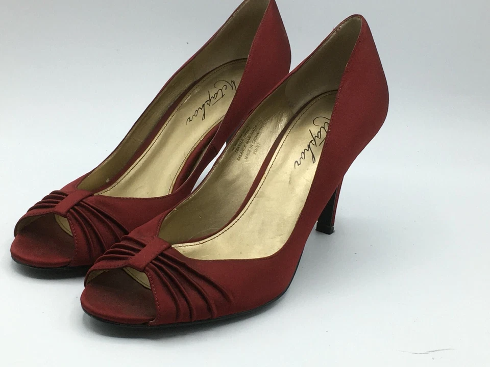 Sapatos de Salto Feminino Metaphor Finny Marrom Cetim Vermelho 7M 3" - Imagem 2 de 4