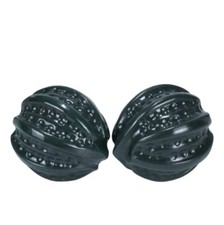 2 Pcs Walnut Handle Piece Jade Fitness Ball Fine Carved Walnut