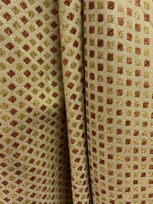 COPPER GOLD BEIGE DIAMOND CHENILLE UPHOLSTERY BROCADE FABRIC (56 in.) Sold BTY