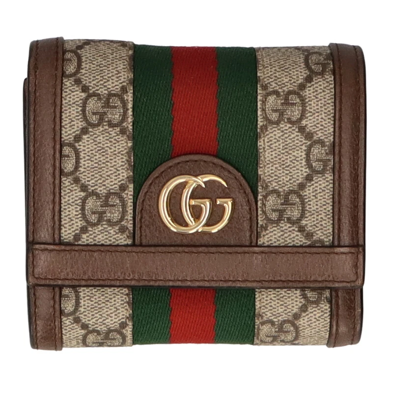 Portefeuille compact GUCCI Ophidia 598662 96IWG 8745 GG Supreme femmes beige OCCASION