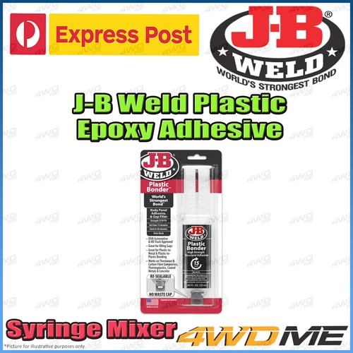 JB Weld Plastic Bonder 2 Part Glue Adhesive Syringe Mixer Pack Easy to Apply 