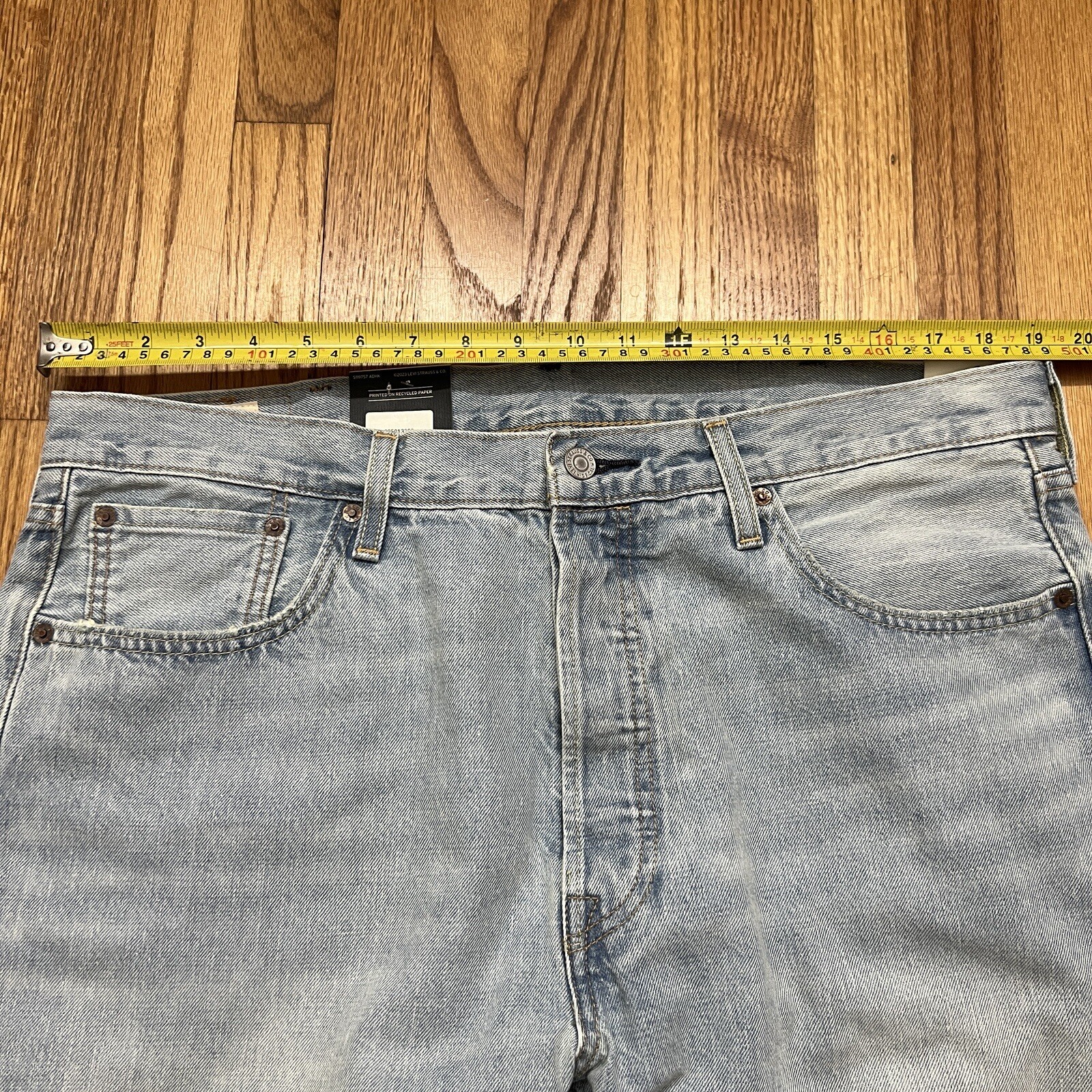 Levi's® Premium 501® Original Fit Selvedge Light Wash Big "E" Men's Size 38x32 image 4