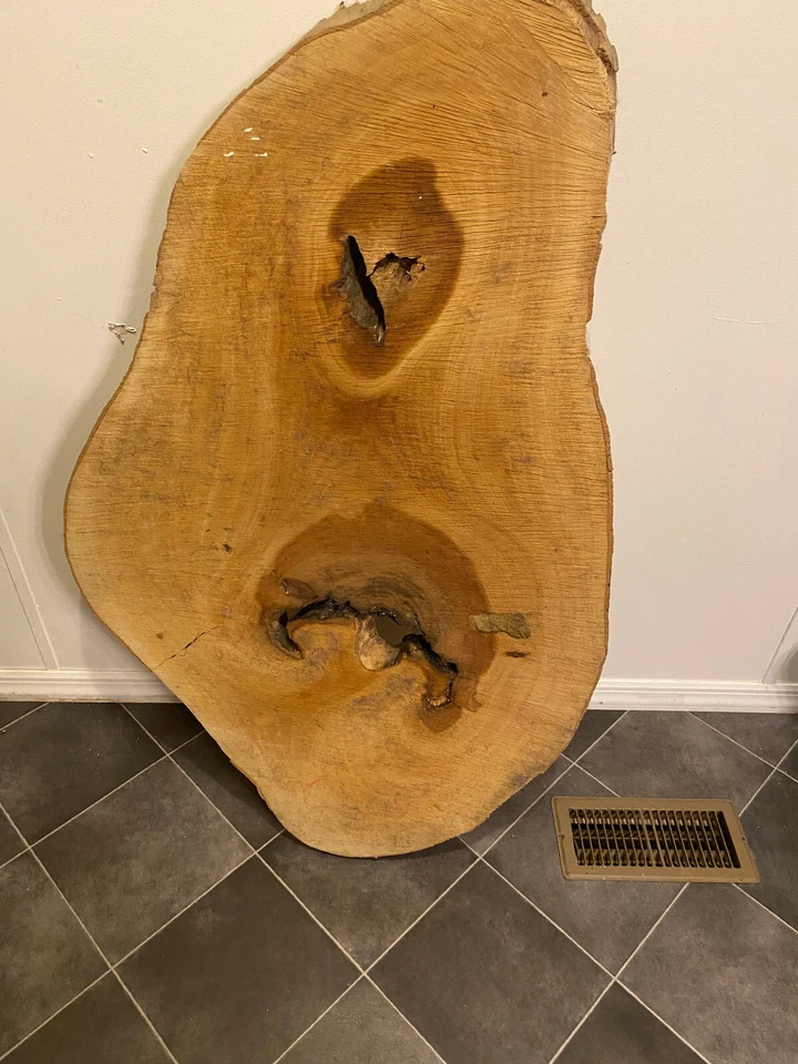 Mesa rústica grande impresionante losa de sicómoro borde vivo 43" x 27"-13" x 1,75" Foto 3 de 4