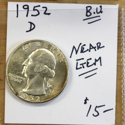 1952-D Washington Quarter Near Gem BU