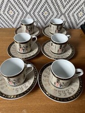 Limoges Fathi Mahmoud Egyptian Design Porcelain Set Of 6 Expresso Cups & Saucers