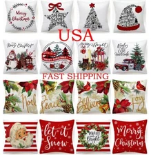 PILLOW COVER Christmas Gift Decorative Red White 2-Sided Bed Cushion Case 18x18"