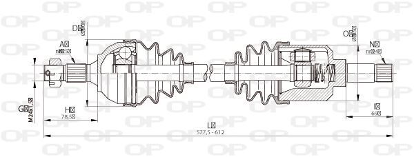 Cardan avant gauche Peugeot 309 II 1.9 GTI 16V arbre transmission
