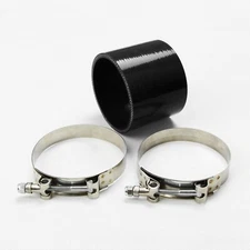 BLACK STRAIGHT SILICONE TUBING COUPLER TURBO/INTAKE HOSE 4" 102MM +T BOLT CLAMPS