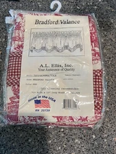 A.L Ellis Victoria Toile, Wide Tailored Valance red toile check NEW 70 x 15"