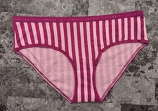NWT VICTORIA'S SECRET L PINK STRIPE LOGO LIGHTWEIGHT WAISTBAND HIPHUGGER PANTIES