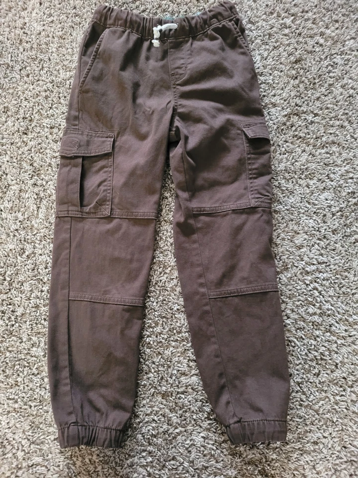 Conjunto de camisa y pantalones de vestir marrón con cuello de franela a cuadros verde talla 6 de Gymboree para niños  Foto 4 de 4