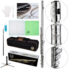 Rhythm C Flutes with Engraved Flower Closed Hole 16 Keys Flute For nickel