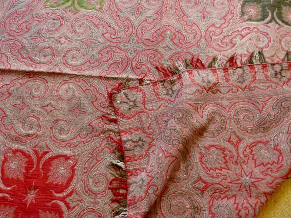 Antiguo Mantón Victoriano Persa Tejido Lana Paisley Piano 70" Cuadrado Tiro Boho Foto 3 de 4