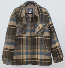 Vintage 80s Woolrich Plaid Wool Blend Coat Jacket 16058 XL Made USA Rugged