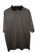 Haggar Cool 18 Performance Men's Wear Black/Tan Golf Shirt - L EUC