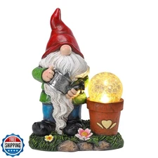 Ovewios Garden Gnome Statue, Resin Pots with Crack Ball Gnome Fig