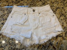 Kendall Kylie Super High-Rise White Distressed Denim Cutoff Shorts