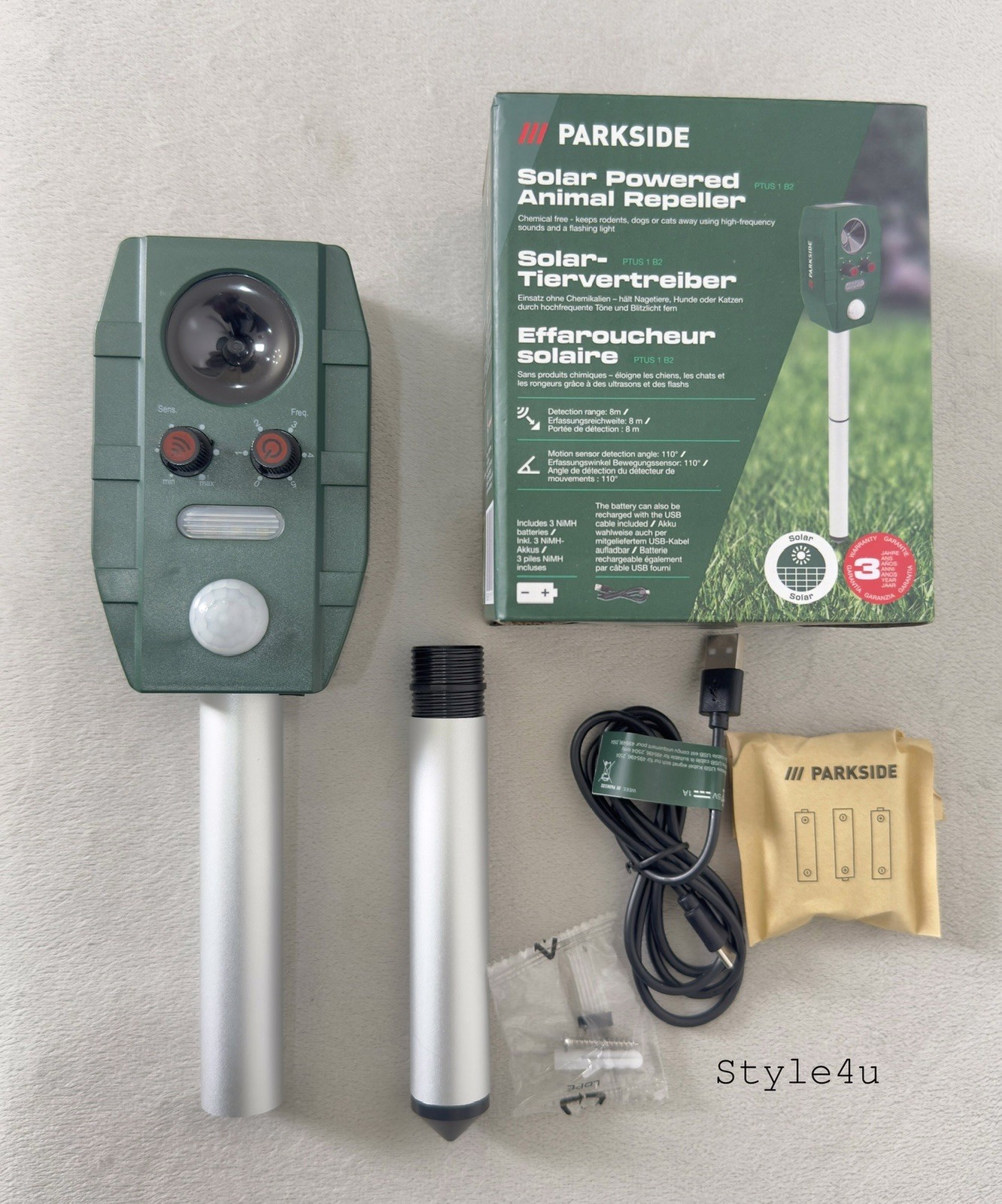 Parkside Solar Animal Repeller for Foxes Dogs, Cats, Rodents, Birds... PTUS 1 B2