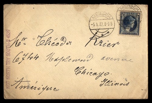 Mayfairstamps Luxemburgo 1932 Mersch a Chicago IL No prueba cubierta sur aat_479