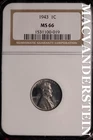 1943 Lincoln Wheat Cent - NGC MS 66 - Scarce  No Reserve  #SLK415