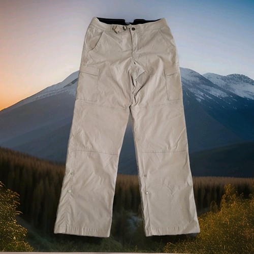 prAna Zion Pants Mens M/32x32 Tan Breath Stretch Cargo Roll Up Leg Gorpcore