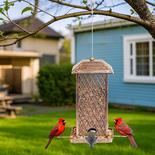 Eichhörnchenfestes Wildvogelfutterhaus hängend Outdoor Garten Hof Futterhaus robust - Bild 6 von 8