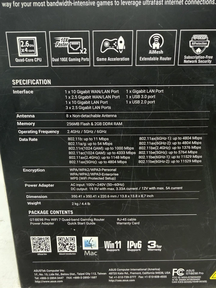 ASUS ROG Rapture GT-BE98 Pro BE30000 Quad-Band WiFi 7 Gaming Router - Image 4 of 4