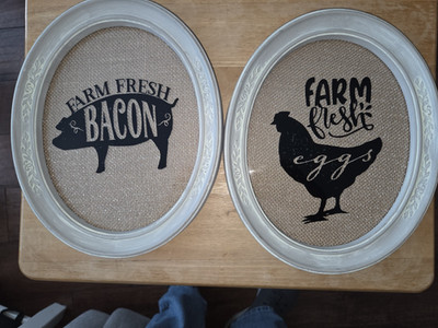 Rustic Themed Pig/Bacon and Hen/Eggs Wall Hangings