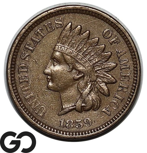 1859 Indian Head Cent Penny, Choice XF Tougher Date