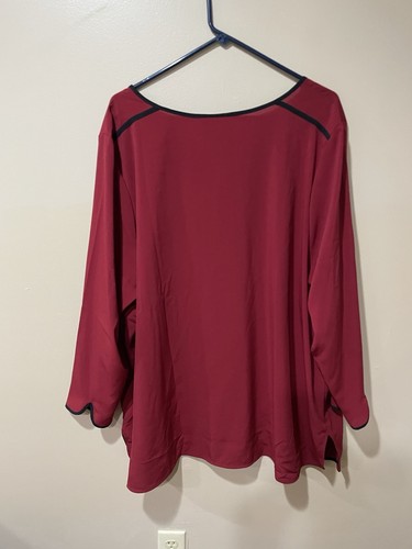 Catherines dressy red top with black sparkle embellishments ~ Size 2X (22/24W) - Picture 2 of 8