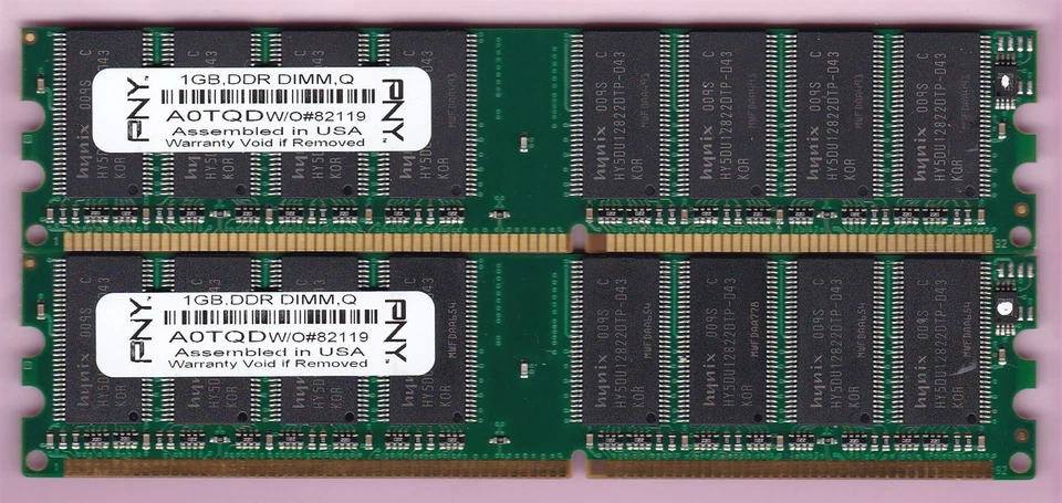 2GB 2x1GB PC-3200 PNY BRAND DDR-400 RAM MEMORY KIT A0TQD HYNIX CHIPS DDR1 PC3200 - Image 2 of 4