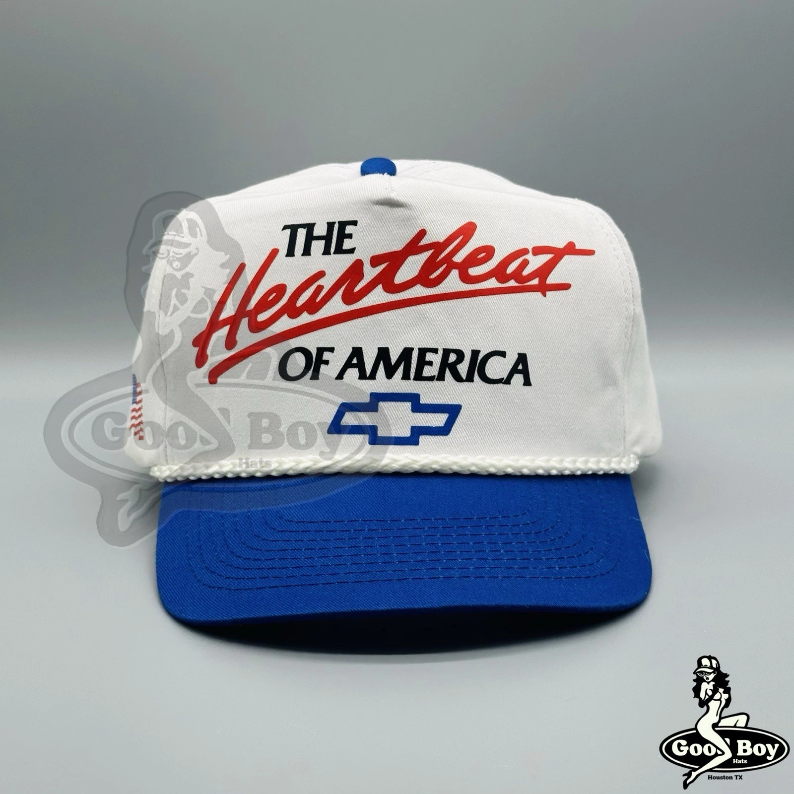 The Heartbeat Of America Chevrolet Hat Vintage Blue White Trucker Cap Chevy USA