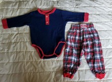 Vintage 90s Baby Indiana Hoosiers 12 mo 2 Pc Set Thermal One Piece Flannel