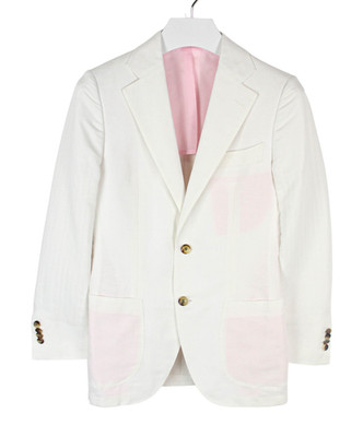 SUITSUPPLY La Spalla Blazer Mens UK 34 R Cotton Linen Blend Pink Lining Slim