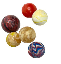 VINTAGE MIXED LOT OF 6 SUPER BOUNCY BALLS SWIRLED  MARBLED HIGH BOUNCE