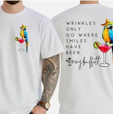 Jimmy Buffett Memorial Wrinkles Only Go Where Smiles Have Been whiteT-Shirt