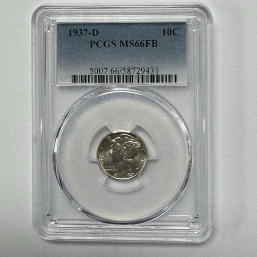 1937-D Mercury Dime 10c PCGS MS66 FB Silver Coin