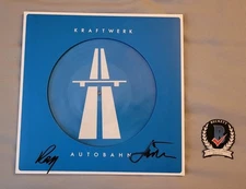 Ralf Hutter signed Kraftwerk Autobahn vinyl record picture disc Beckett BAS COA