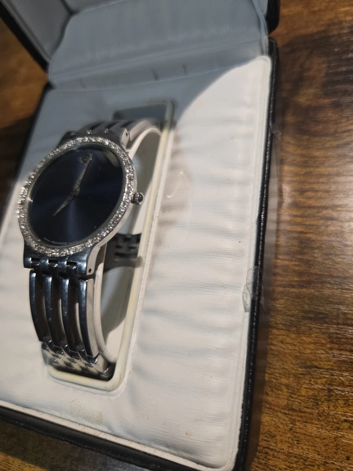 MOVADO MENS ESPERANZA STAINLESS STEEL BLUE DIAL DIAMOND WATCH - Image 2 of 4