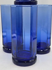 Vintage Anchor Hocking Essex Cobalt Blue Iced Tea Tumblers Set Of 4