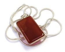 57.0 Natural Onyx Bi-Color 925 Silver Pendant Emerald Cut Free Silver Chain 6AGL