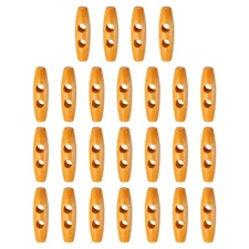 25pcs Wooden Toggle Buttons 40mm Double Hole Olive Sewing Button, Beige