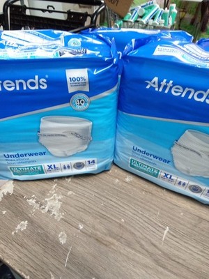  2 Pack  Attends Disposable Underwear Ultimate Absorbency XL 58''-68''    144 