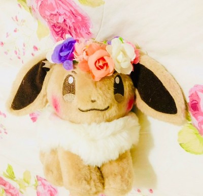 Pokemon Eevee Spring Easter Flower Anime Gift Holiday 8'' Stuff Animal Toy