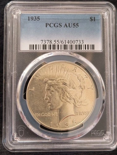 1935 Peace Silver Dollar PCGS AU55 Beautiful Coin