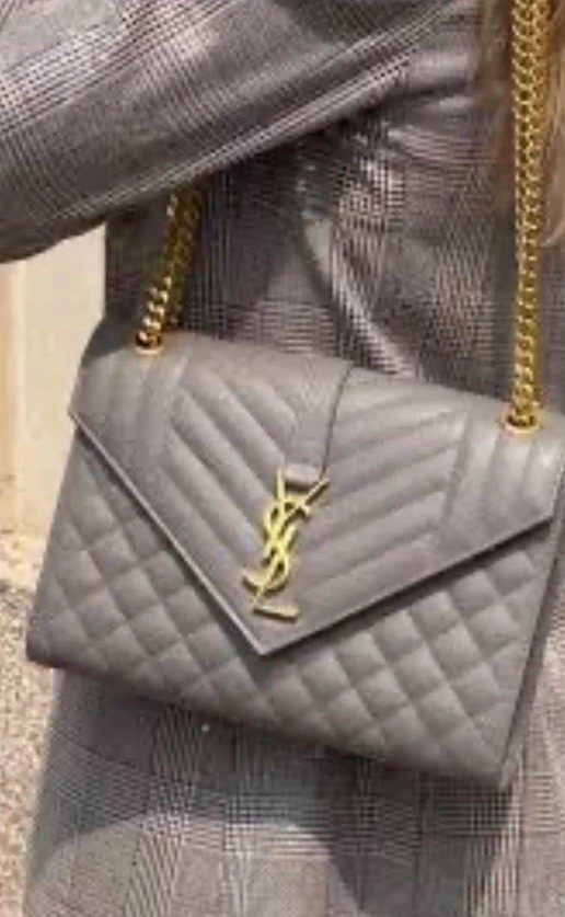 Saint Laurent busta borsa a tracolla media in pelle oro nebbia BOW91 1202 AUTENTICA