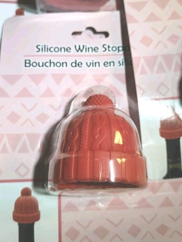 NEW! X 3 NOVELTY SILICONE WINE STOPPER ~ Red Winter Beanie - Picture 5 of 9